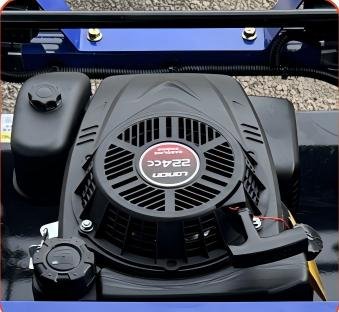 The engine of a remote-controlled lawnmower